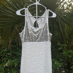 Easel white dress with silver sparkles/Party dress